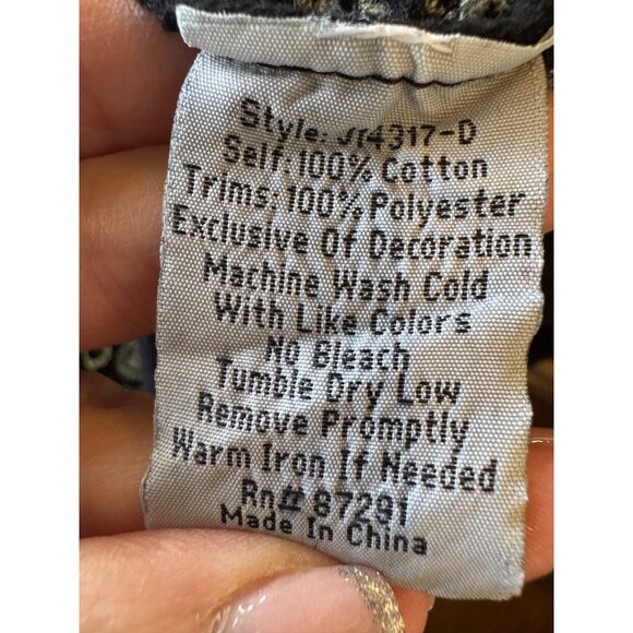 Johnny Was Shirt Women Small Black Cotton Knit Sean Embroidered Top Boho Cottage - Picture 9 of 9